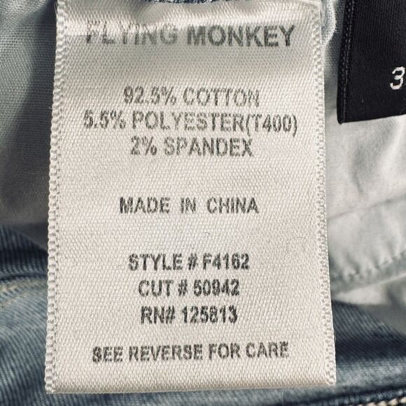 Flying Monkey Boyfriend Jeans 31 (34x25.5) Blue Distressed Super Stretch Womens - Picture 5 of 8